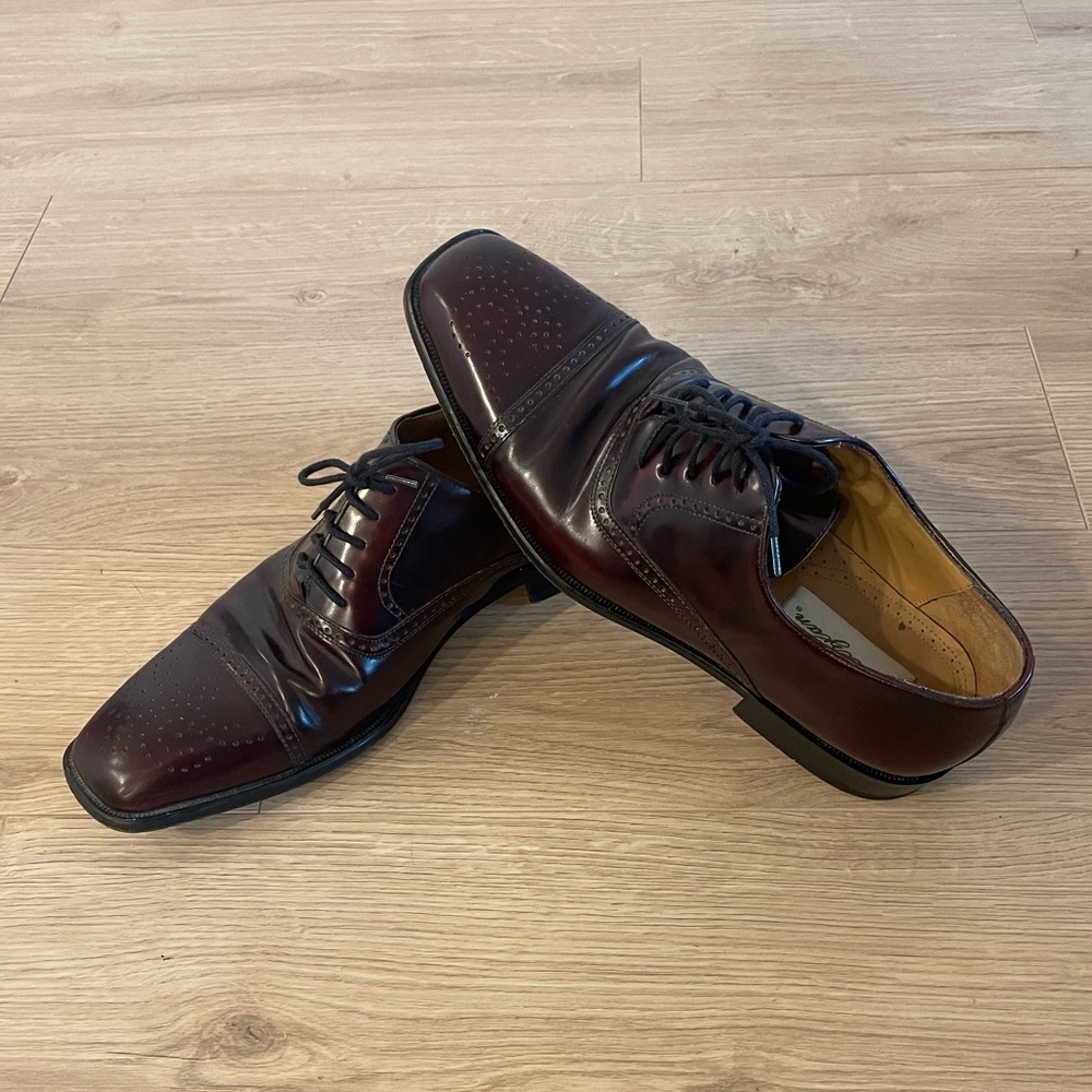 Mezlan Lancaster Oxfords Men's 9.5 Red Leather Lace Up Square Cap Toe